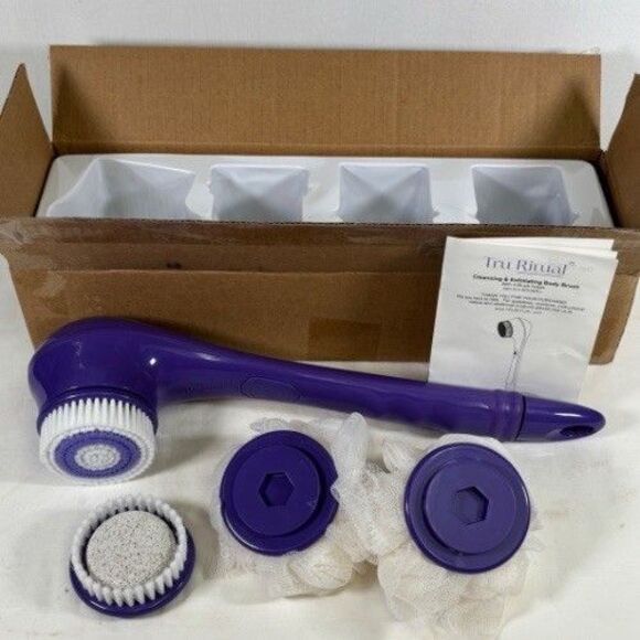NEW Tru Ritual Cleansing & Exfoliating Battery Powered Body Brush w/ Accessories - Picture 1 of 5
